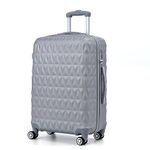 CMY Lightweight 4 Wheel ABS Hard Shell Travel Trolley Luggage Suitcase Set, Medium 24" Hold Check in Luggage (Silver)