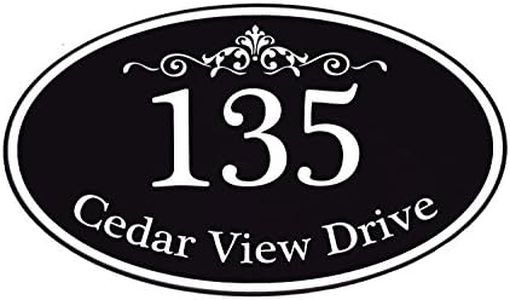 Customized Home Address Sign, Aluminum 12" x 7" Oval House Number Plaque, Personalized Color Choices Available (Black)