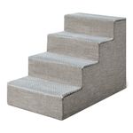 Amazon Basics Dog Steps,46.7 cm H, 4-Step Dog Stairs for High Bed Couch and Sofa, Non-Slip Bottom Pet Stairs for Indoor Dogs and Cats, Grey