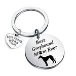 Greyhound Owner Keychain Best Greyhound Mom Ever Dog Lover Gifts Greyhound Mom Gifts Dog Owner Gifts Greyhound Rescue Adoption gifts (silver)