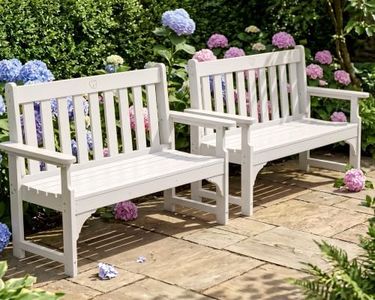 AreShark HDPE Outdoor Bench, 2-Pack Weatherproof Garden Bench, White