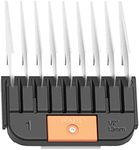 Wahl Professional Animal Stainless Steel Attachment Guide Comb Detachable Blade Pet Clippers #1, 1/2-Inch Cut Length (#3374-100),Stainless Steel, Black, and Orange