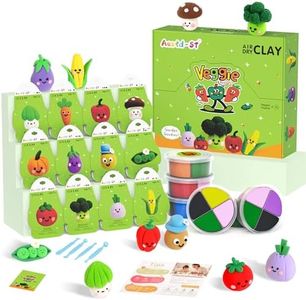 Air Dry Clay Kit - Vegetable Theme, Modeling Clay for Kids, DIY Model Magic Clay with Tools and Tutorials, 12 Boxes Molding Clay, Ultra Light, Soft & Non-Sticky, Arts and Crafts Gift for Kids
