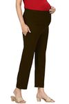 Easy Feed Women's Cotton Lycra Maternity Pants with Over The Belly Ankle Length | Backside Elastic Design Pre & Post Pregnancy Pants for Pregnant Ladies Mother (Brown,XL)