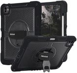 Pelican Voyager iPad Pro 13 Inch Case (M5/M4) - Ultra Rugged iPad Pro Case with Pencil Holder & 360° Stand - Military-Grade Drop Protection - Adjustable Hand Strap & Two Lanyard Attach Points - Black