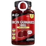 Iron Gummies 14mg - 120 Iron Supplements Enriched Vitamin C Real Fruit Juice (2 Months Supply) - Iron Supplements for Men & Women Iron Gummies Tasty Alternative to Iron Tablets