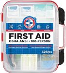 First Aid Kit Hard Red Case 326 Pieces Exceeds OSHA and ANSI Guidelines 100 People - Office, Home, Car, School, Emergency, Survival, Camping, Hunting, and Sports