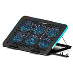 Lapster Chillpro Frost Laptop Cooler pad with 6 Cooling Fans, 5-Level Angle & Height Adjustable, RGB Light Modes, Mobile Stand, USB Powered, for Upto 17 Inch Laptops
