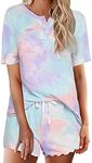 Ekouaer Tie Dye Pajamas Set Womens 