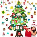 WEST STORY Felt Christmas Tree for Kids, 3.3FT DIY Wall Hanging Xmas Christmas Tree Set, Childrens Felt Christmas Tree with 34 Ornaments and 5m Light String, Ideal for Home Door Window Decoration