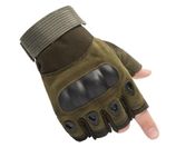 CULINA Nylon Tactical Half Finger Gloves for Sports, Hiking, Cycling, Travelling, Camping, Outdoor, Motorcycle Riding Fingerless Half Finger Men Women Work Outdoor Gloves (Green)