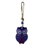 GJ Big Eyes Premium Owl Ullu Evil Eye Hanging for Home Nazar Battu for Home & Car | for Good Luck & Prosperity, Glass, Blue (owlmain)