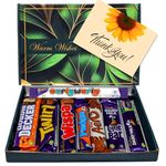 Thank you Chocolate Gift Box - 8 Full Sized Bars - Perfect Letterbox Gift Hamper - Mix Of Cadbury chocolate & Nestle Aero For Kids - Him and Her