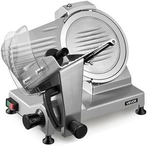 VEVOR Commercial Meat Slicer, 10 inch Electric Food Slicer, 240W Frozen Meat Deli Slicer, Premium Chromium-plated Steel Blade Semi-Auto Meat Slicer For Commercial and Home use