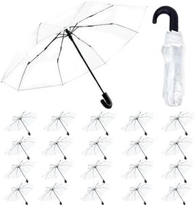 Succwoah 20 Pcs Clear Wedding Umbrellas, Portable Auto Open Close Transparent Design, Durable High-Visibility Folding Rain Umbrellas for Photography, Party, Travel, Golf, Outdoor Events