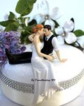 DreamWedding-UK The Look of Love Wedding Cake Topper New Hair Choice, Artificial Resin, Blonde Bride/Brunet Groom, 5 x 12 x 12 cm