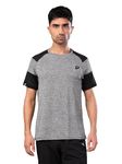 TECHNOSPORT Men's Polyester Slim Fit Raglan Sleeve T-Shirt for Gym, Workout and Regular Use - (MTP749BLM_Black_L)