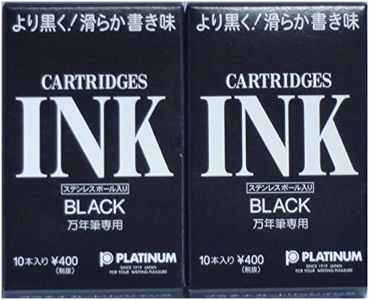 Platinum Fountainpen Ink Cartridges (Black) 10 Cartridges× 2 Packs (Japan Import)