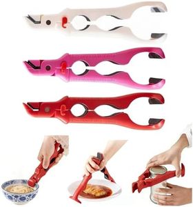 Hot Plate Gripper, 3-in-1 Built-in Can Opener Multi-Angle Anti-Scald Bowl Holder Clip & Hot Plate Grabber Tool with Lock for Hot Bowl Cozy Holder, Hot Plate Gripper Tongs (3 Color, 3pcs)