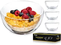 Dragon Glassware Clear Glass Bowl Set - 23 oz Durable Insulated Double Wall Glass Cereal Bowls Set of 4 - Microwave Safe & Freezer Safe - Great for Soups, Pastas, Desserts