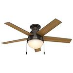 Hunter Fan Company, 59268, 46 inch Anslee Premier Bronze Low Profile Ceiling Fan with LED Light Kit and Pull Chain