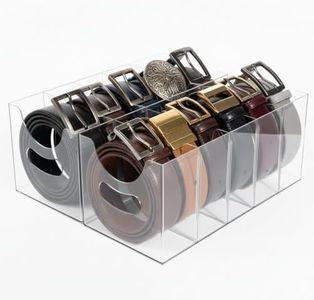Hualinsyi Belt Organizer,Acrylic Belt Organizer for Closet with Removable Dividers 5 Compartments & Handles Drawer organization and storage for Purse,underwear, Socks,and Ties (2pack)