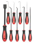 ROTATION Precision Hook and Pick Set with Scraper, 9 Piece Set, Chrome Vanadium Steel Shaft, for Remove Hoses and Gaskets, Auto and Electronics maintenance tools