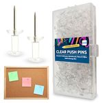 Clear Push Pins 220pk for Noticeboard, Corkboard, Pinboard: White Push Pins, Clear Pins for Pinboard | Drawing Pins for Notice Board, Pin Board Pins, Pins for Cork Board | Drawing Pins | Notice Board