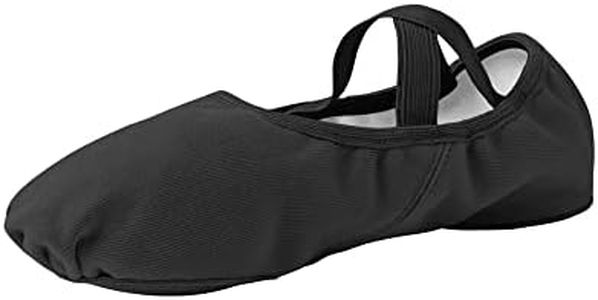 Stelle Women Ballet Shoes Highly Stretch Canvas Adult Ballet Slippers Split Sole Yoga Dance Shoe for Girls Boys(Black,7.5MW)