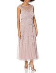 Adrianna Papell Women's Beaded Ankle Length Dress, Dusted Petal/Ivory, 6