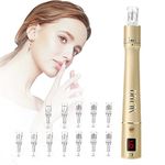 PELCAS Dermapen Microneedling Pen 6-Speed Wireless Derma Auto Pen Kit with 12 Replacement Needles Cartridges( 6*36Pin + 4*12Pin + 2*Nano) LCD Display 0-2mm Microneedle Roller Skincare Tools for Face