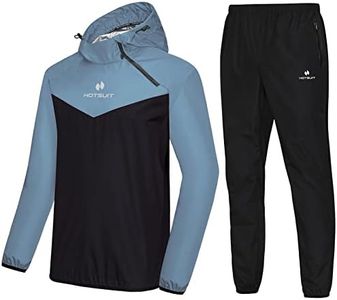 HOTSUIT Sauna Suit for Men Sweat Sauna Jacket Pant Gym Workout Sweat Suits, Blue, 2XL