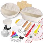SHANNA Sourdough Bread Starter Kit, 15pcs Sourdough Tools, Round and Oval Banneton Proofing Basket, Home Bread Proofing Basket, Sourdough Kit for Beginners and Bakers (15PCS)