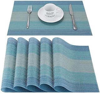 Tovagliette Americana Plastica Lavabili,Facile Pulizia PVC Tovagliette Colazione,Antiscivolo,Antimacchia,Resistenti al Calore,per Cucina Hotels Ristorante Set di 6 (Blu)