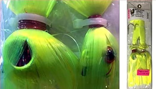 Blue Water Candy - Rock Fish Candy 24 oz & 6 oz Mojo Lures Loaded with 9-Inch Swimbait Shad Bodies Tandem Parachute Rigged & Ready (Chartreuse)