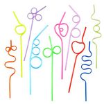 40 Pcs Premium Crazy Straws for Kids/Adults Assorted, Twists Fun Colorful Drinking Straws, 10 Colors and Styles Reusable Plastic Straws - for Party Favors