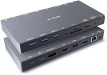 mbeat 15-in-1 Triple Display USB-C Docking Station with Dual 4K HDMI + 4K Display Port, 10Gbps USB & USB-C 3.1 Data, 100W PD, USB 3.0 x 3, USB 2.0 x1, 3.5 Aux in Out, Gigabit LAN, SD/Micro SD Reader