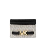 Michael Kors Reed Large Card Holder Wallet MK Signature Logo Leather, Vanilla/Black, Classic