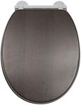 Croydex Montoro Toilet Seat - Soft Close Action, Quick Release, Flexi-Fix Grip Pad Technology and V Plate Hinges for Easy Cleaning and Perfect Fit, Walnut Effect