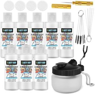 X ARTY HUB Airbrush Cleaning Kit - 8 * 4.05 fl oz / 120 ml Airbrush Cleaner with Glass Cleaning Pot, Easily Handle Water-Based and Acrylic Paints, for Airbrushes & Other Artistic Tools