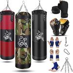 Prorobust Heavy Boxing Bag for Man Women & Kids, Unfilled Punching Bag Set with Punching Gloves, Chain, Ceiling Hook for MMA, Kickboxing, Muay Thai, Karate, Taekwondo (4ft, Camouflage)