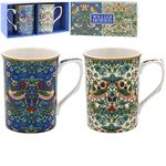 The Leonardo Collection Set of 2 Mugs Boxed - William Morris Strawberry Thief Design