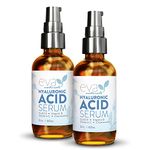 Eva Naturals Pure Hyaluronic Acid Serum For Face - Anti Aging Facial Serum Formula For Wrinkles - Hydrating Serum for Face and Dry Skin - Pairs with Vitamin C Serum & Retinol Serum (60 ml) (2 Pack)