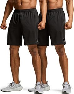 TSLA 2PACK Men's 2 in 1 Active Running Shorts, Quick Dry Exercise Workout Shorts, Gym Training Athletic Shorts with Pockets MBH02-BLK Large