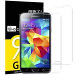 NEW'C Pack of 2, Glass Screen Protector for Samsung Galaxy S5 Mini, Anti-Scratch, Anti-Fingerprints, Bubble-Free, 9H Hardness, 0.33mm Ultra Transparent, Ultra Resistant Tempered Glass