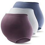 Mama Cotton Women's Over Bump Maternity Underwear High Waist Seamless Pregnancy Briefs Panties (Color-Multicolor-B 3 Pack, Size-L)