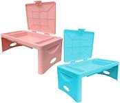 Loddie Doddie Pair of Foldable Lap Desk with Storage Pocket | Blush and Teal. Perfect use for Laptops, Travel, Breakfast in Bed, Gaming and Much More! Great for Kids and Teens!