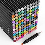 SOALSUIS 120 Colours Markers Pens for Kids & Adults with Dual Tips, Graphic Sketch Markers Art Pens for Drawing, Painting, Coloring, Sketching, Double Tipped Graphic Marker Pen (Black 120)