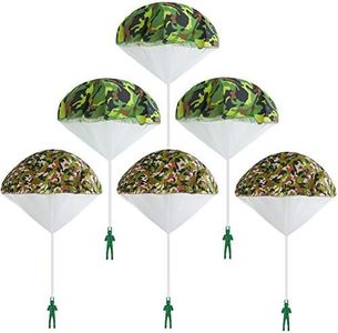 ledorr 6 Pack Camo Parachute Toy, Tangle Free Throwing Toy Parachute, Kids Outdoor Toys, Flying Gifts for 3 4 5 6 7 8 9 10 Year Old Boy Girl Toy