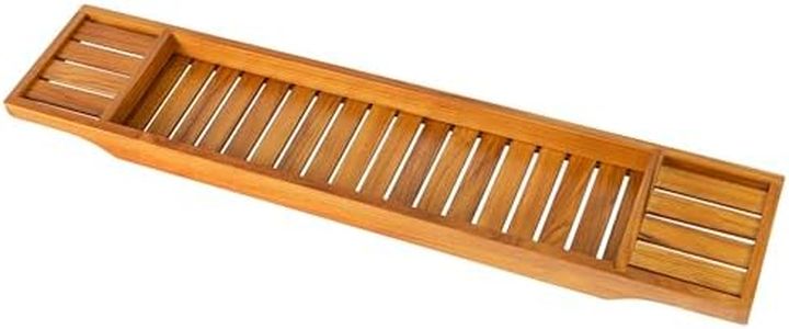 VaeFae Teak Bathtub Tray, Wooden Bath Caddy Tray for Bathtub, Bath Tub Wood Tray Table for Tub